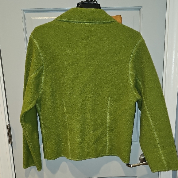 VINTAGE Lisa International Olive Green Women's Jacket Coat 100% Wool Medium - Picture 6 of 6